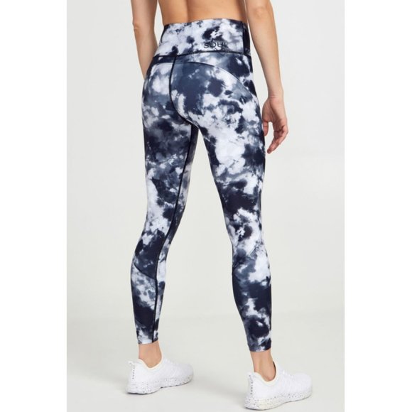 Soulcycle Tie-Dye Contour Stitch Tights Skinny Run - Picture 1 of 11